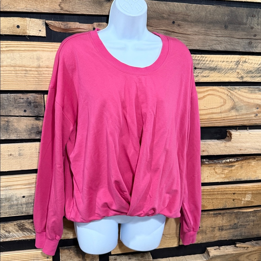 Maeve Anthropologie Sweatshirt SZ Large Twist-Front Crewneck Pink‎ OB1628935 - Picture 3 of 7